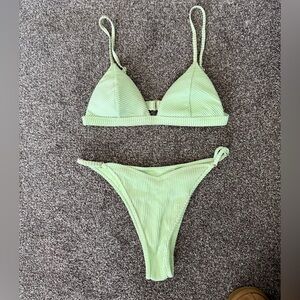Hollister Light Green Striped Bikini Set